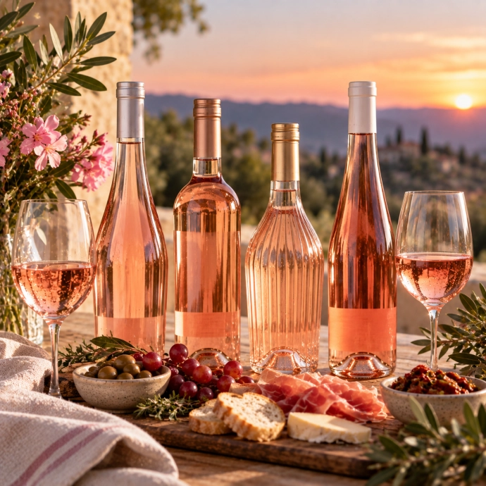 Favoriete roséwijnen van Vinoworld in een sfeervolle omgeving