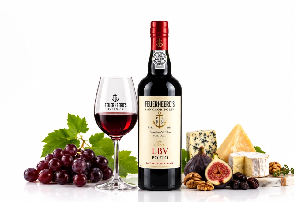 Feuerheerd's LBV Port met glas port, druiven, vijgen en kaas