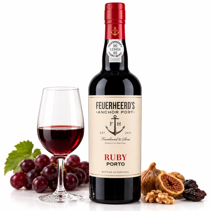 Feuerheerd's Ruby Port met glas port en druiven