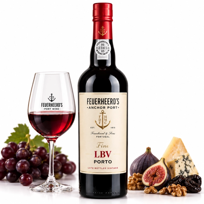 Feuerheerd's LBV Port met glas port, druiven, vijgen en kaas